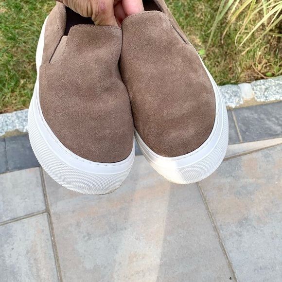 J/SLIDES Platform Cleo Taupe SUEDE SLIP ON Sz 7 Comfy! - Picture 10 of 13